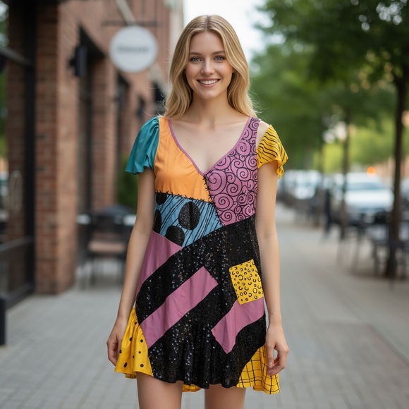 Disney Dresses & Skirts - Disney - Nightmare Before Christmas Sally Costume Dress s/M